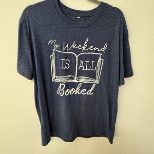 Book themed T shirt in blue